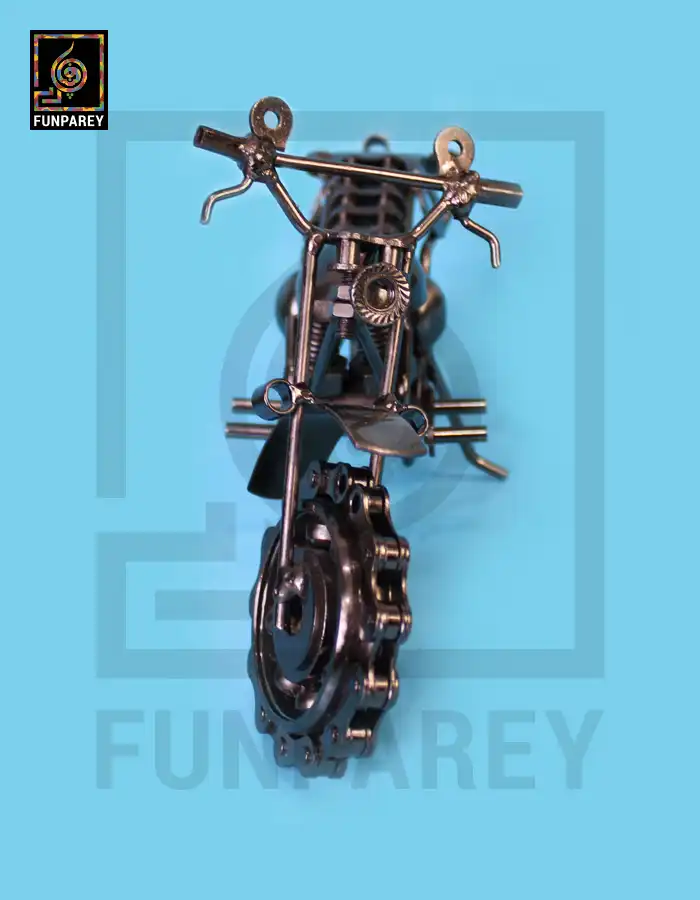 Retro Bike Desk Sculpture – Metallic Scrambler