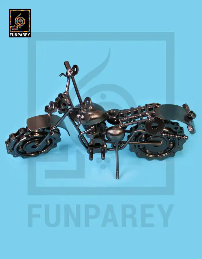 Retro Bike Desk Sculpture – Metallic Scrambler