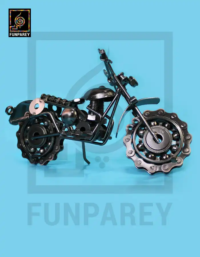 Retro Bike Desk Sculpture – Metallic Scrambler