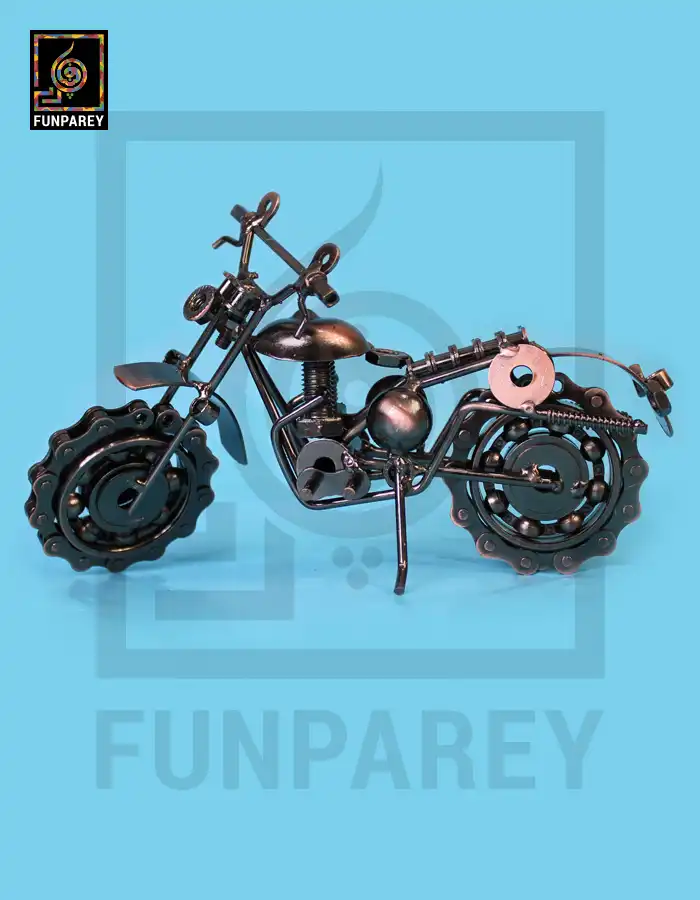 Retro Bike Desk Sculpture – Metallic Scrambler