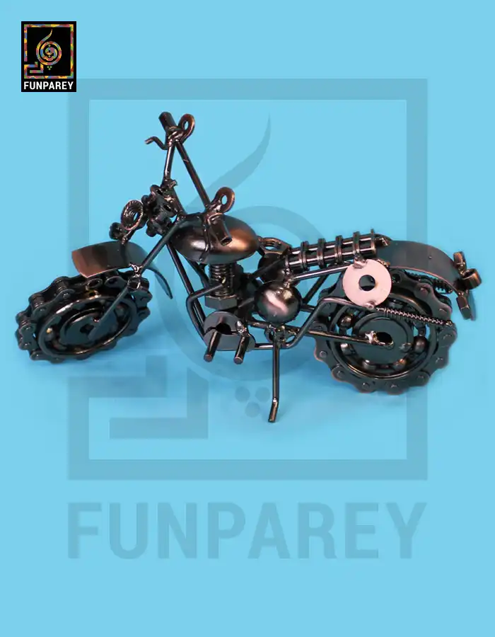 Retro Bike Desk Sculpture – Metallic Scrambler