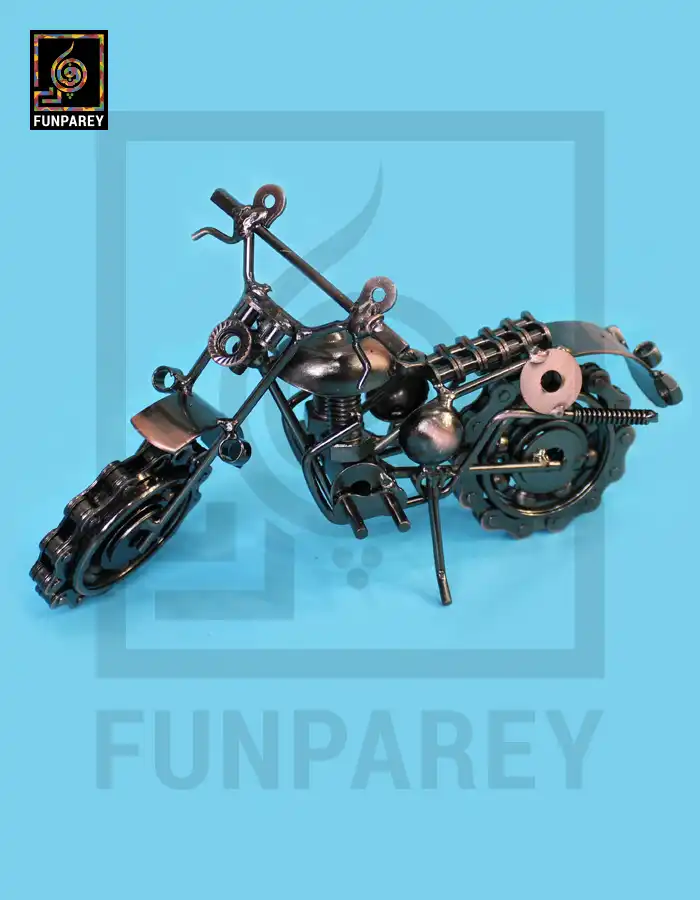 Retro Bike Desk Sculpture – Metallic Scrambler