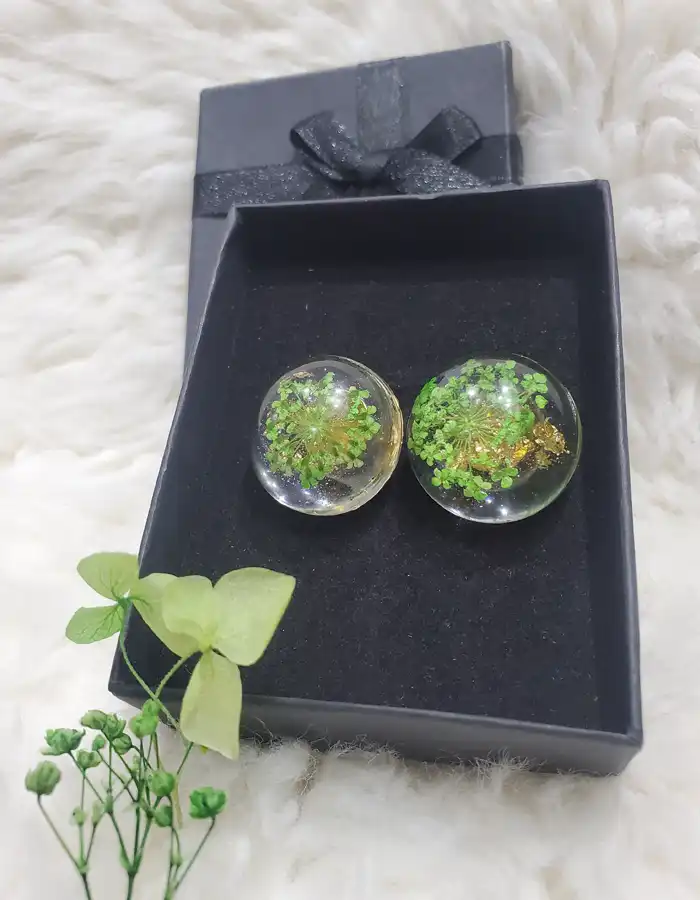 Round Resin Earrings - Green Alchemy