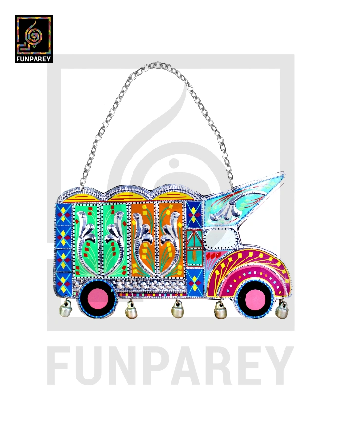 Handmade Truck Art Chamak Patti Wall Hanging Plate Truck Model Large