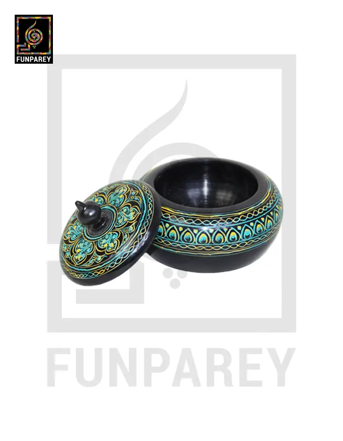 Wooden Candy Bowl 4″ with Naqshi Art – Celadon