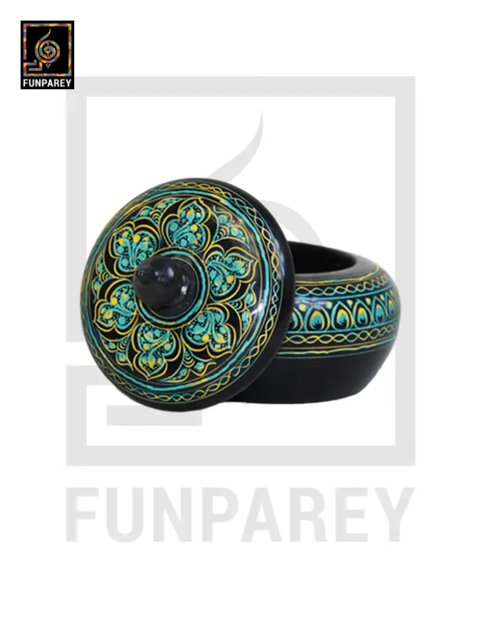 Wooden Candy Bowl 4″ with Naqshi Art – Celadon