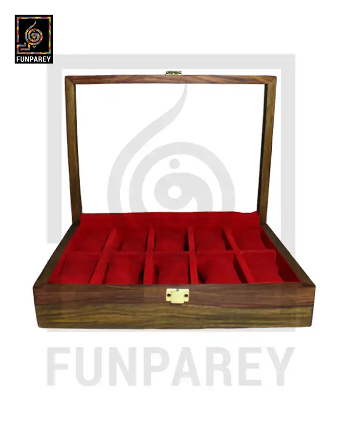 Wooden Watch Box with Compartments