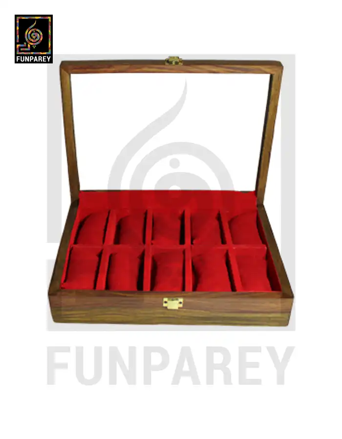 Wooden Watch Box with Compartments