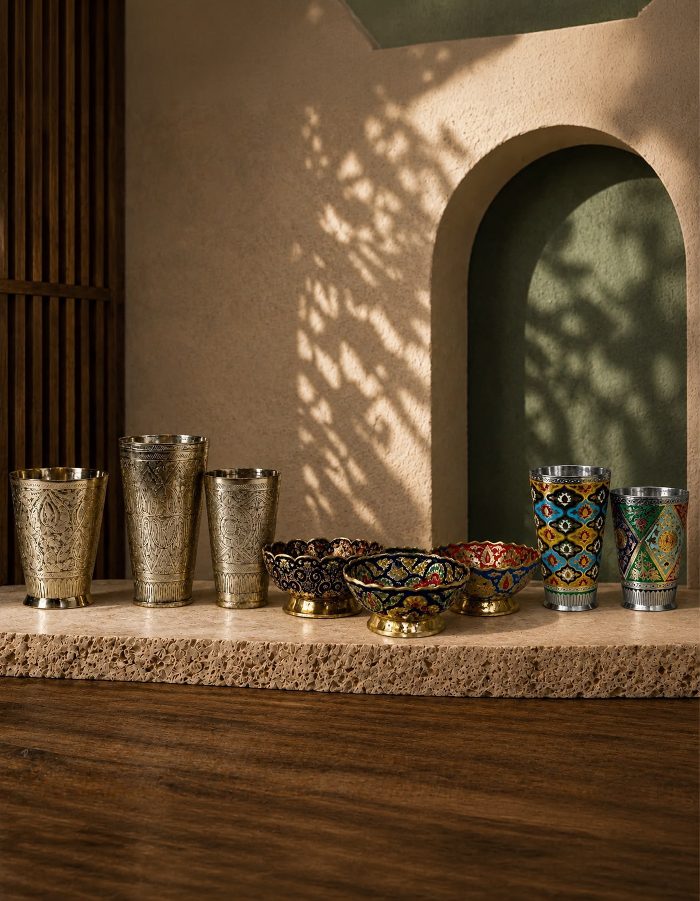 Brass Bowls & Glasses - Set